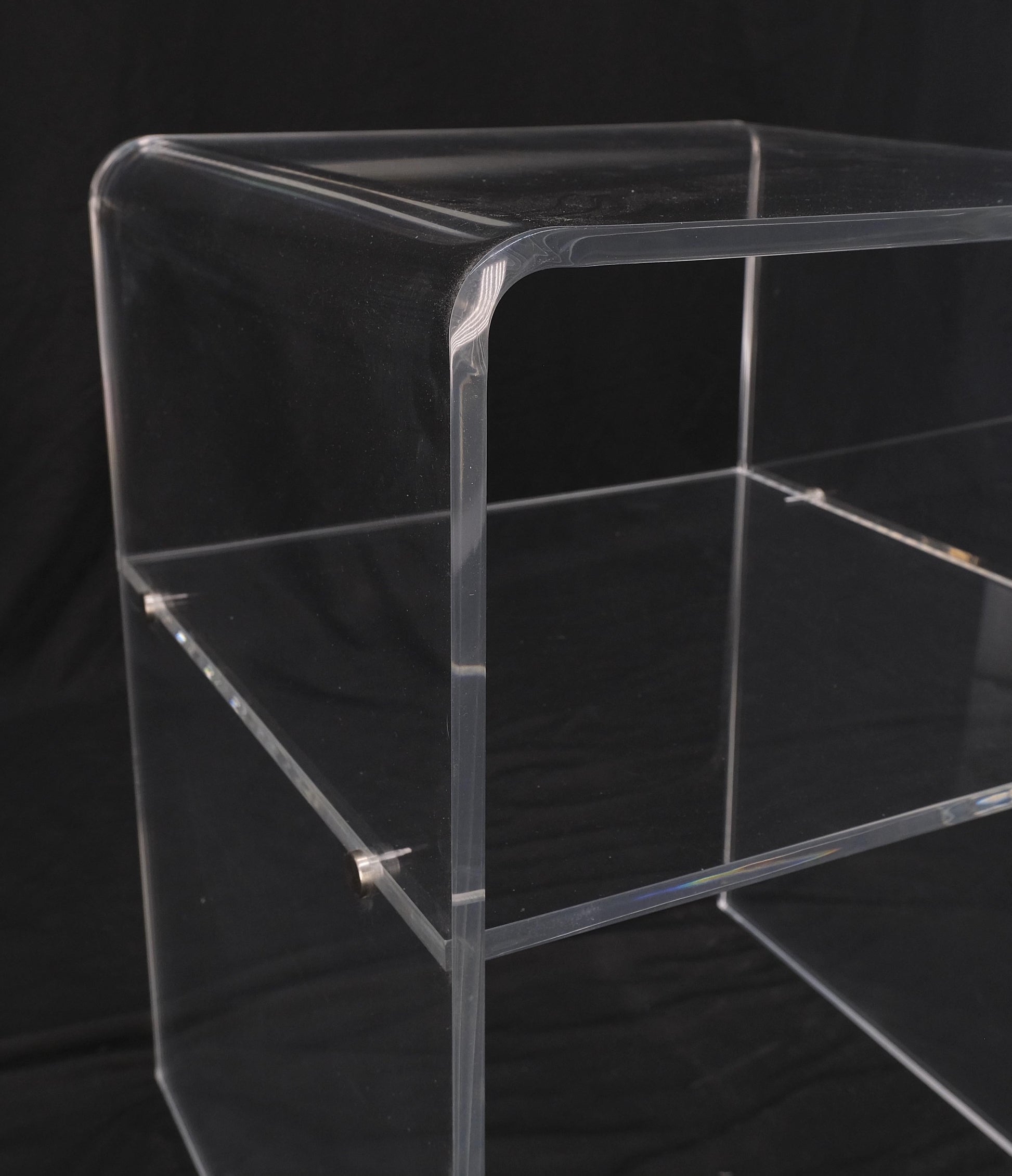 EstablishedLines Bent Lucite Two Tierr Square Side Table Stand Mid Century Modern Mint!