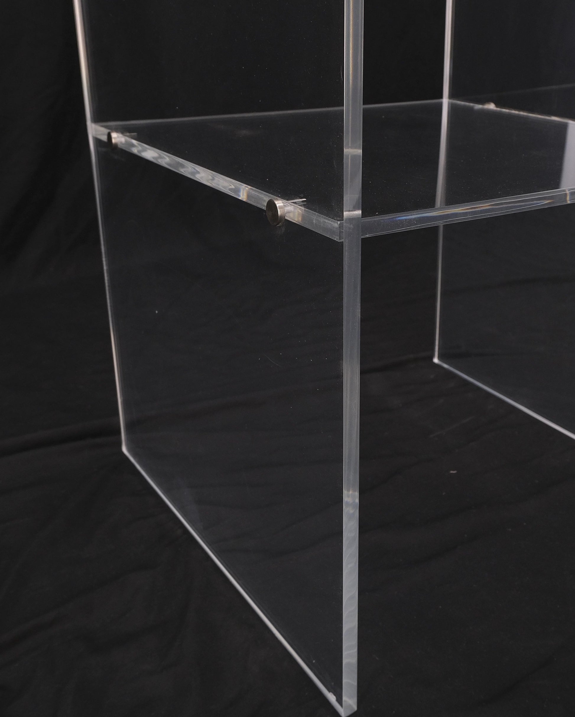 EstablishedLines Bent Lucite Two Tierr Square Side Table Stand Mid Century Modern Mint!