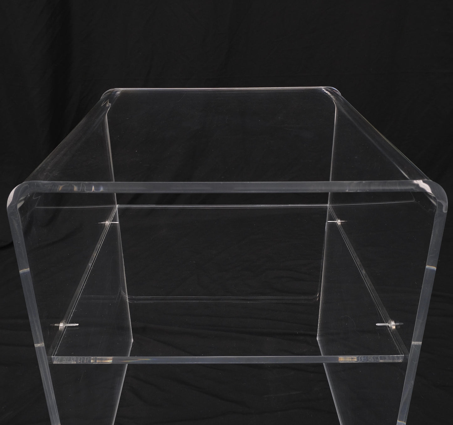EstablishedLines Bent Lucite Two Tierr Square Side Table Stand Mid Century Modern Mint!