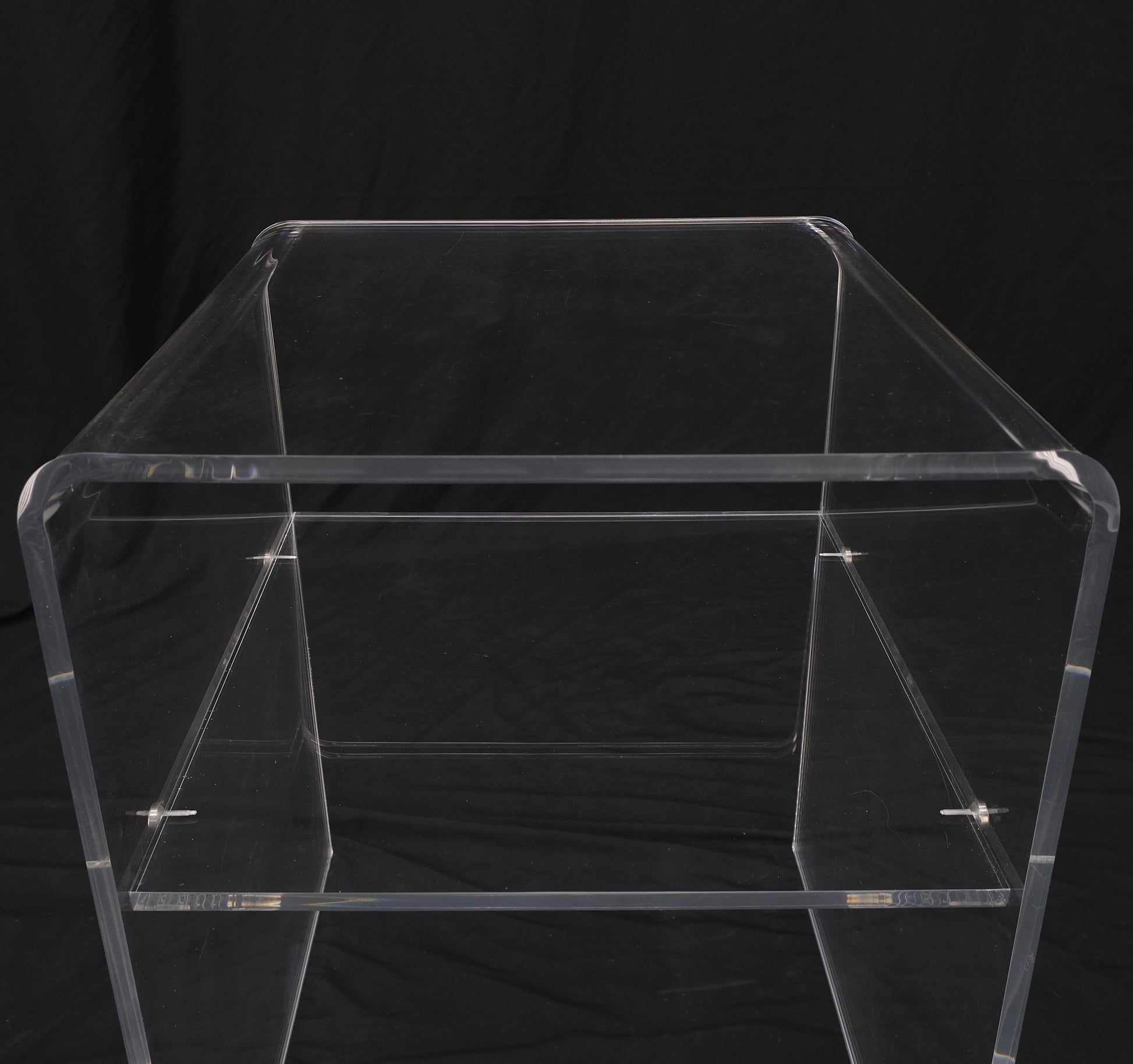 EstablishedLines Bent Lucite Two Tierr Square Side Table Stand Mid Century Modern Mint!