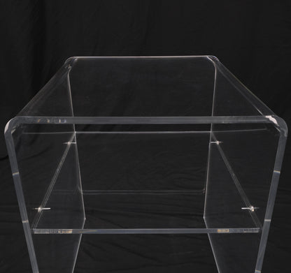 EstablishedLines Bent Lucite Two Tierr Square Side Table Stand Mid Century Modern Mint!