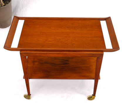 EstablishedLines Danish Mid-Century Modern Teak Cart w/ Removable Tray on Wheels