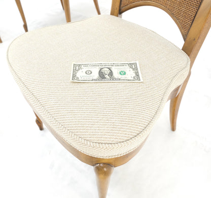 EstablishedLines Set 4 Burl Wood Cane Back NEW Upholstery Dining Chairs Mid Century Modern MINT!