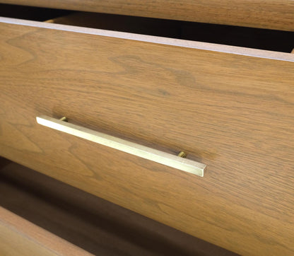EstablishedLines Pair John Stuart Refinished 3 Drawer Bachelor Chests Dressers W/ Long Brass Pull