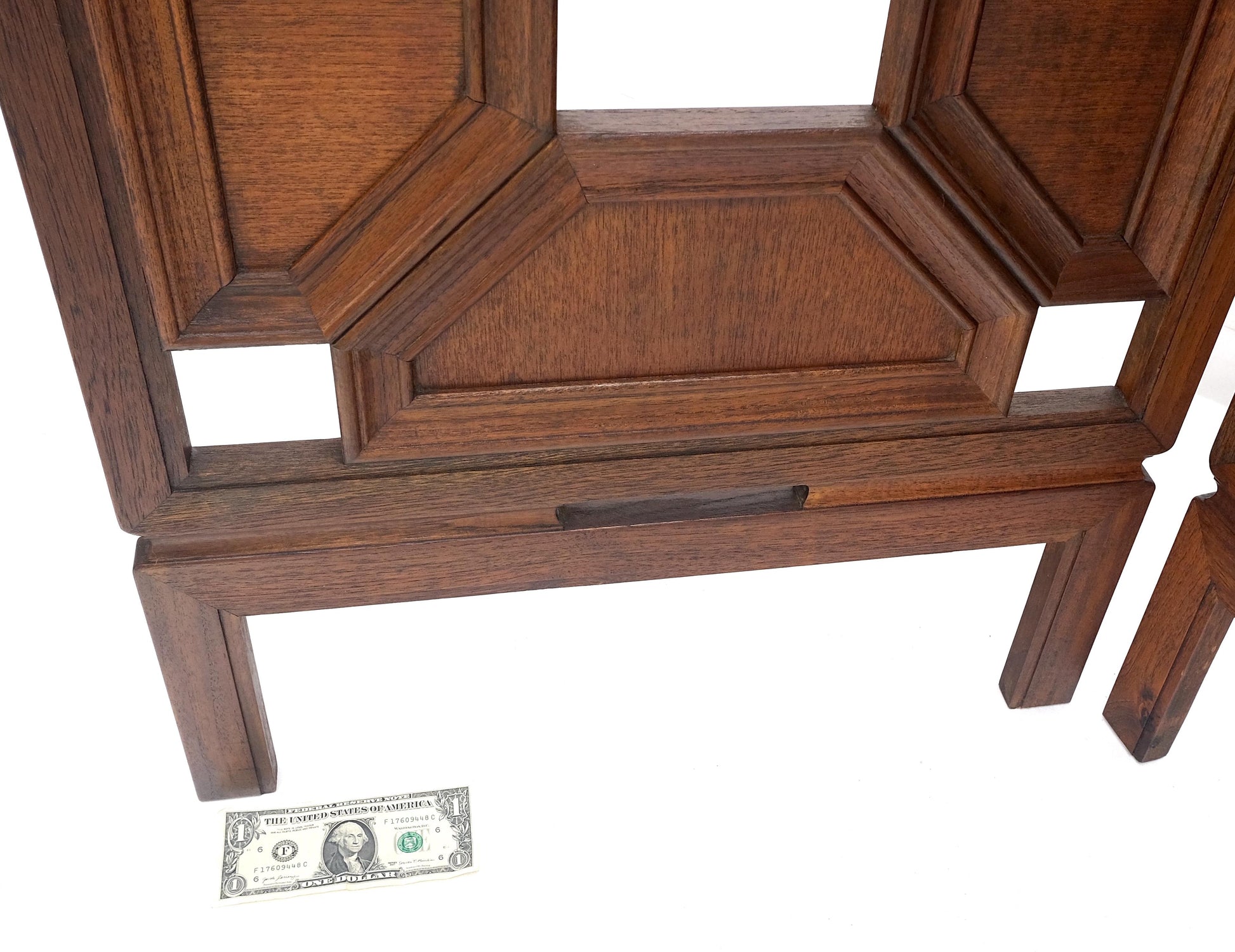 EstablishedLines 4 Panel Honey Comb Checker Board Style Carved Teak Screen Room Divider MINT!