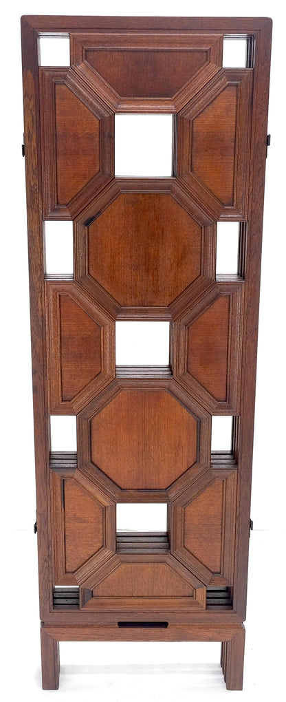 4 Panel Honey Comb Checker Board Style Carved Teak Screen Room Divider MINT!