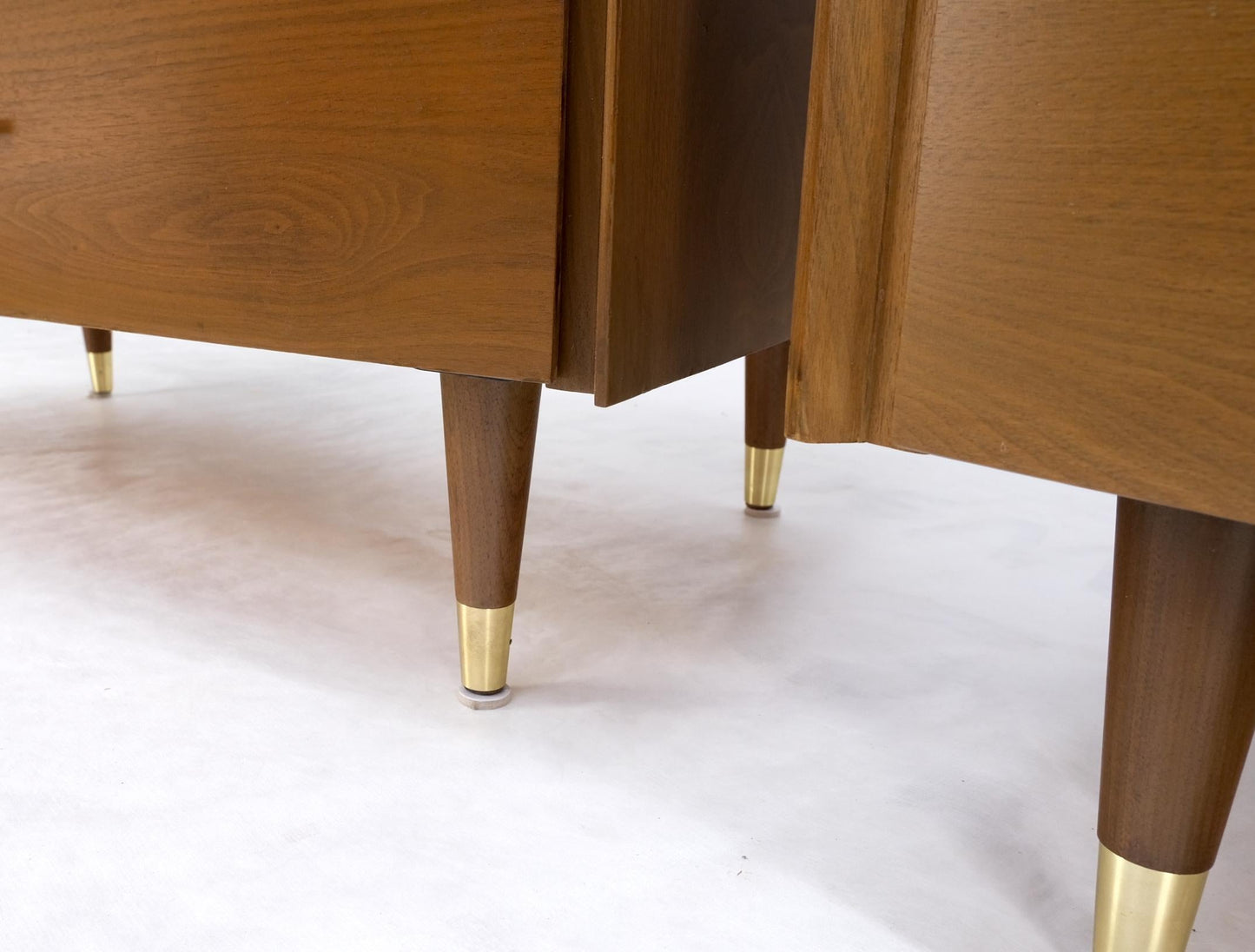 EstablishedLines Pair John Stuart Refinished 3 Drawer Bachelor Chests Dressers W/ Long Brass Pull