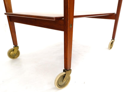 EstablishedLines Danish Mid-Century Modern Teak Cart w/ Removable Tray on Wheels
