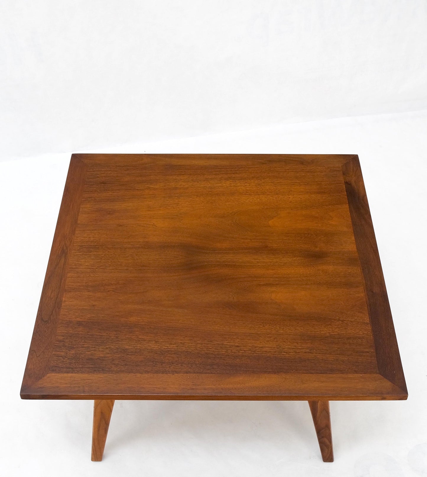 EstablishedLines Square Walnut Mid Century Modern "Floating" Top Coffee Center Table Risom Style
