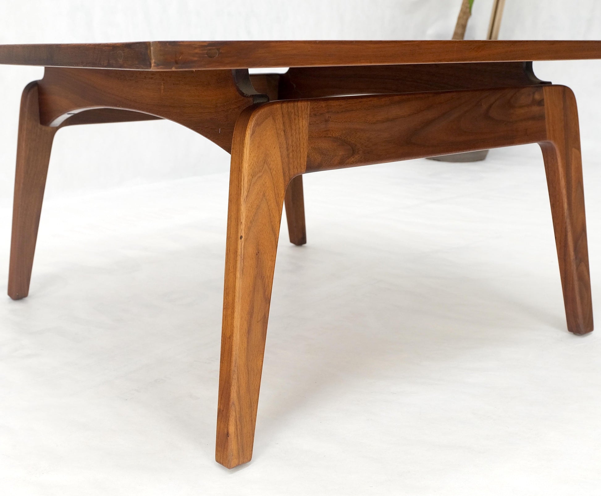 EstablishedLines Square Walnut Mid Century Modern "Floating" Top Coffee Center Table Risom Style