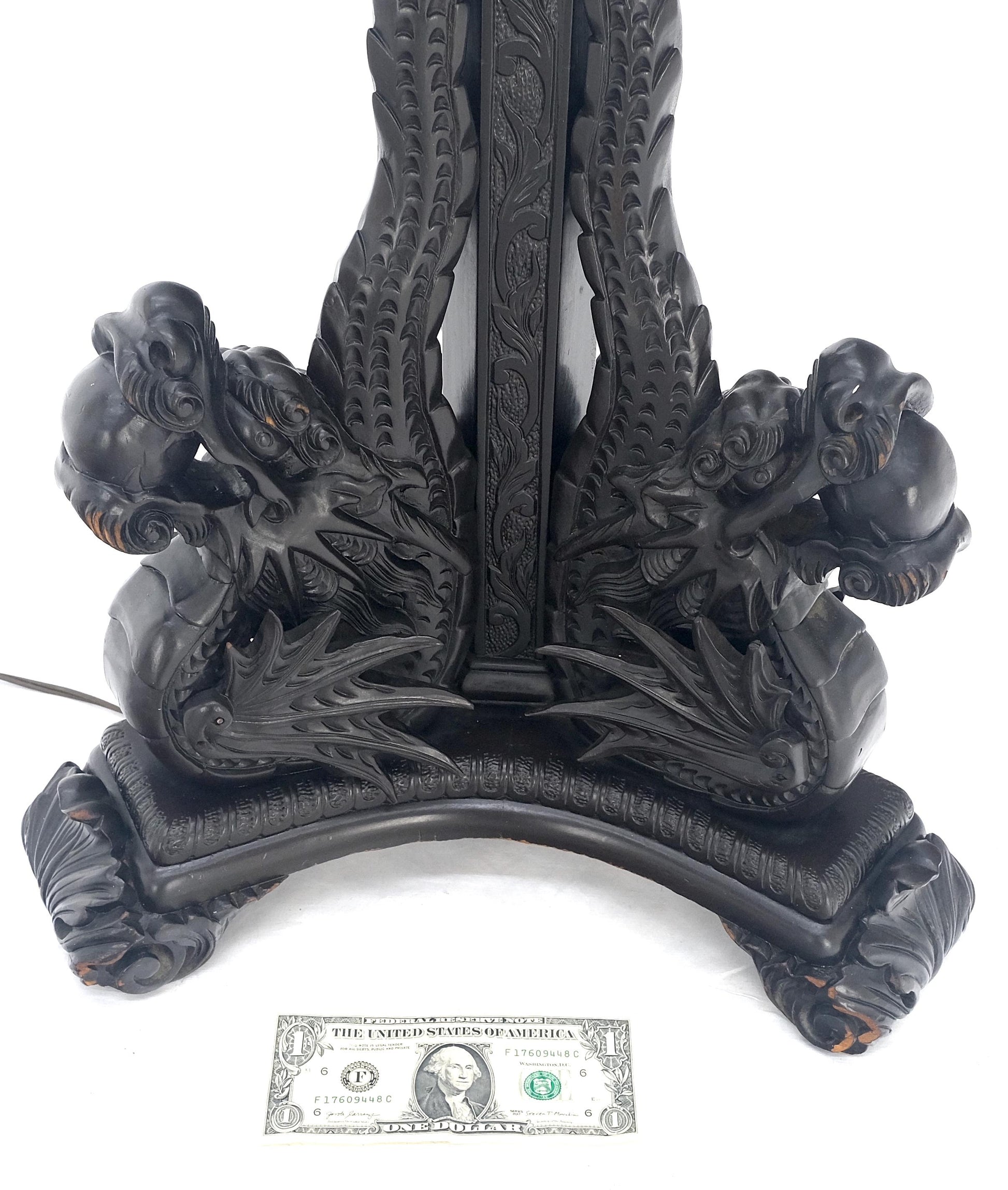 EstablishedLines Large 51" Tall Foo Lions Fine Carved Mahogany Floor Lamp Base MINT!