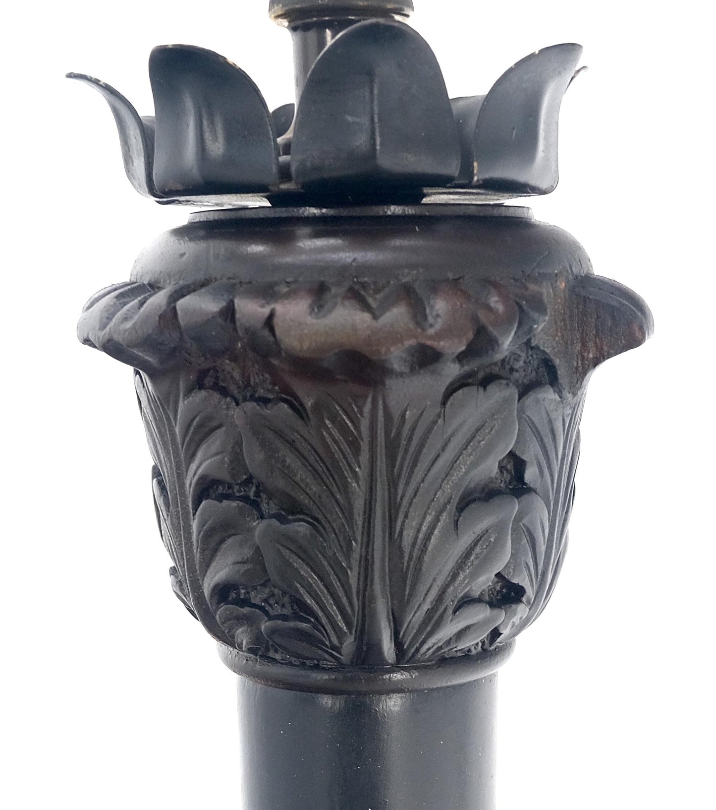 Large 51" Tall Foo Lions Fine Carved Mahogany Floor Lamp Base MINT!