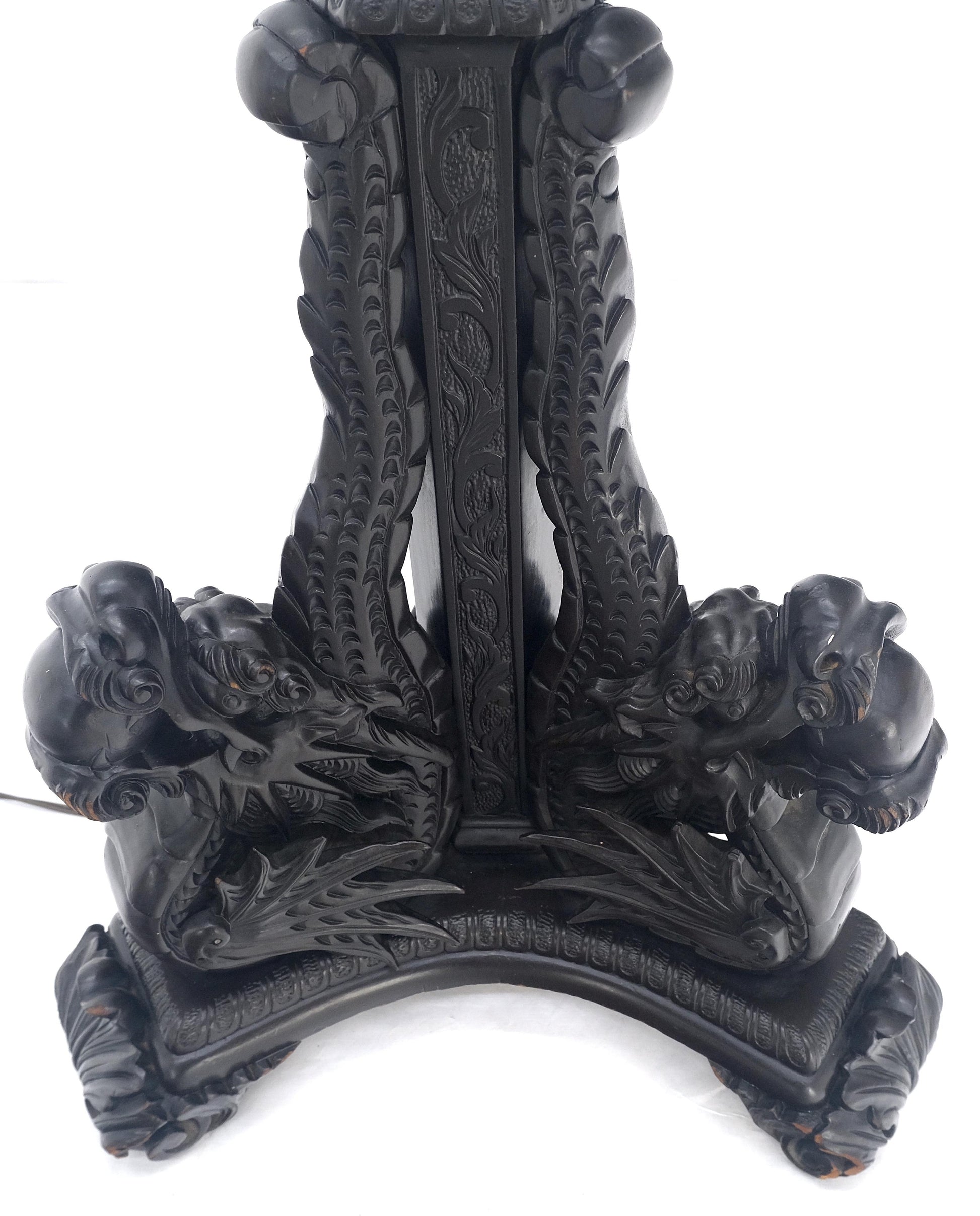 EstablishedLines Large 51" Tall Foo Lions Fine Carved Mahogany Floor Lamp Base MINT!
