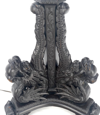 Large 51" Tall Foo Lions Fine Carved Mahogany Floor Lamp Base MINT!