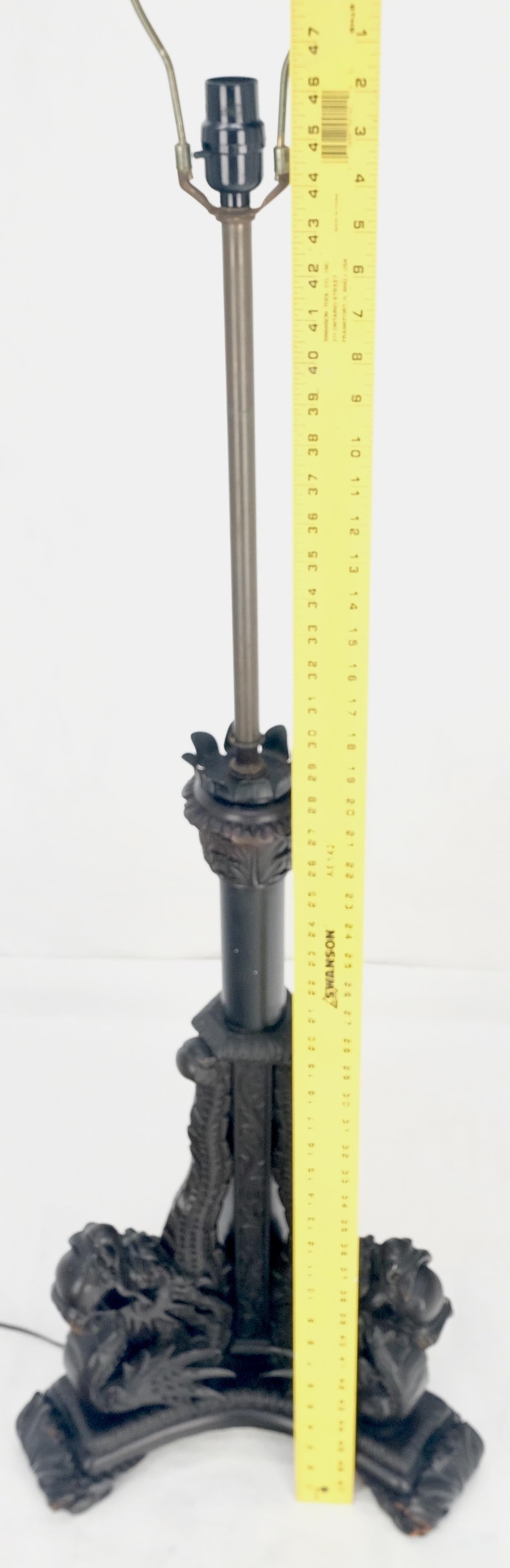 Large 51" Tall Foo Lions Fine Carved Mahogany Floor Lamp Base MINT!