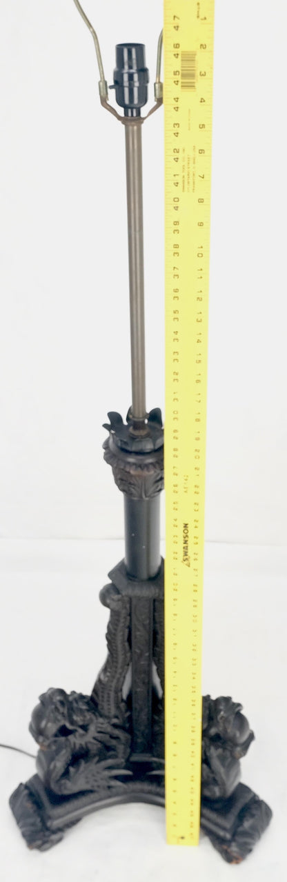 Large 51" Tall Foo Lions Fine Carved Mahogany Floor Lamp Base MINT!
