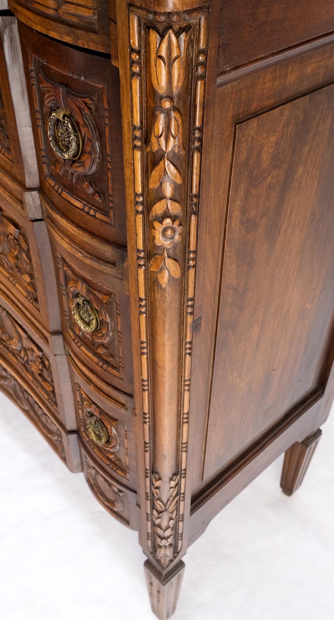 EstablishedLines Pair Antique Marble Top Finely Carved 3 Drawers Brass Pulls Bachelor Chests MINT