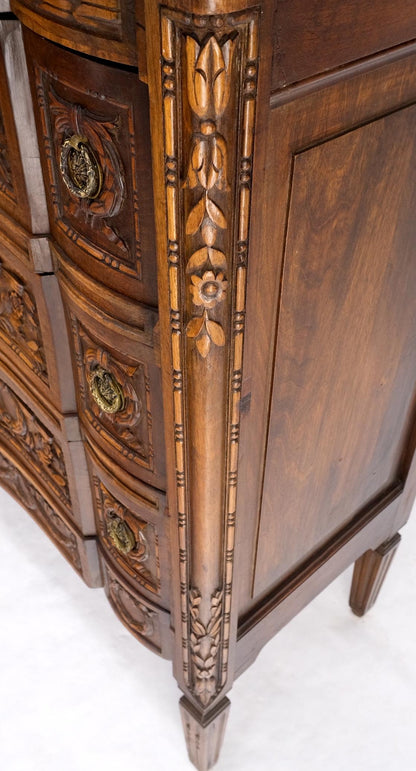 EstablishedLines Pair Antique Marble Top Finely Carved 3 Drawers Brass Pulls Bachelor Chests MINT