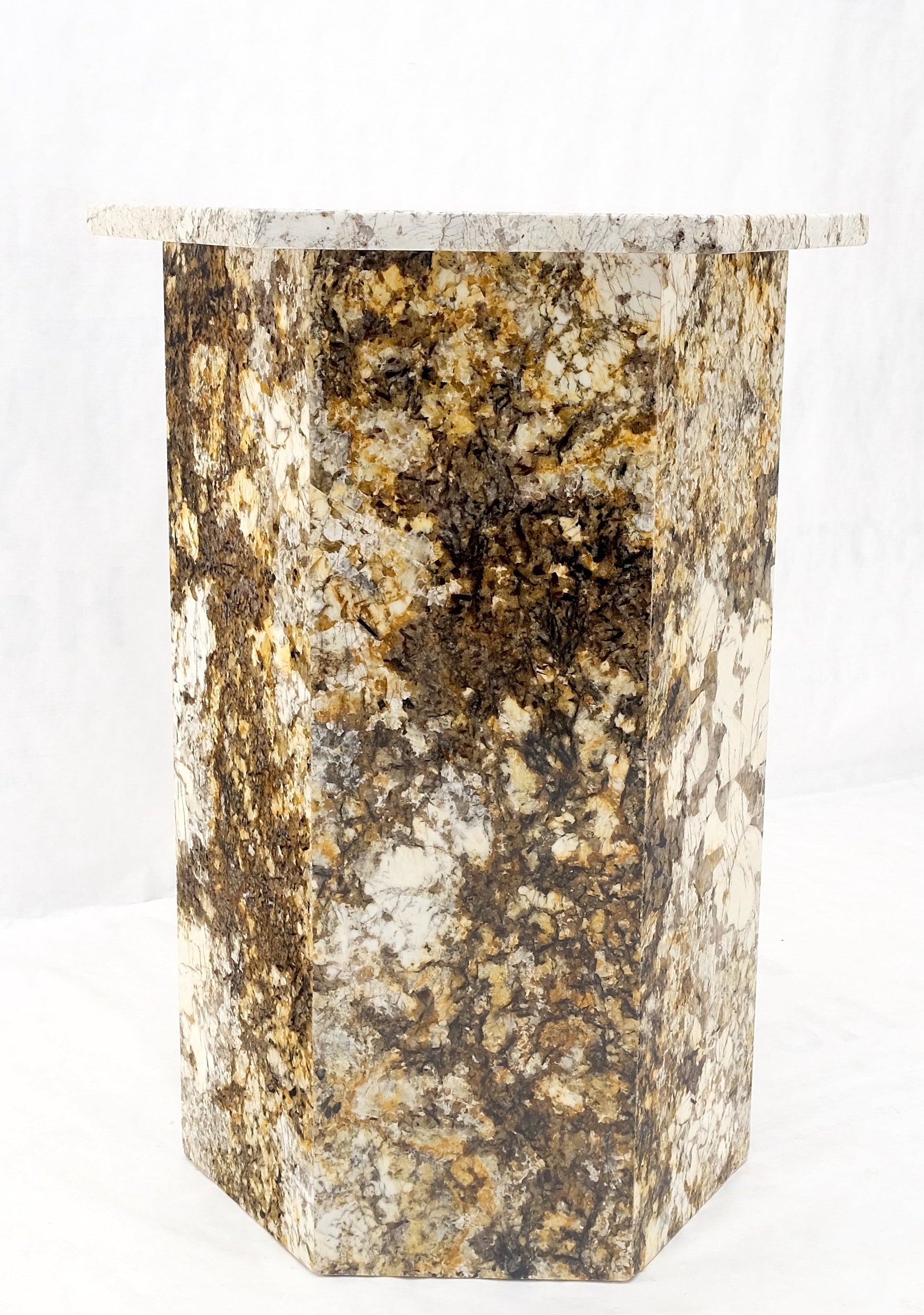EstablishedLines Large Polished Marble Stone Hexagon Shape 38" Tall Pedestal MINT!