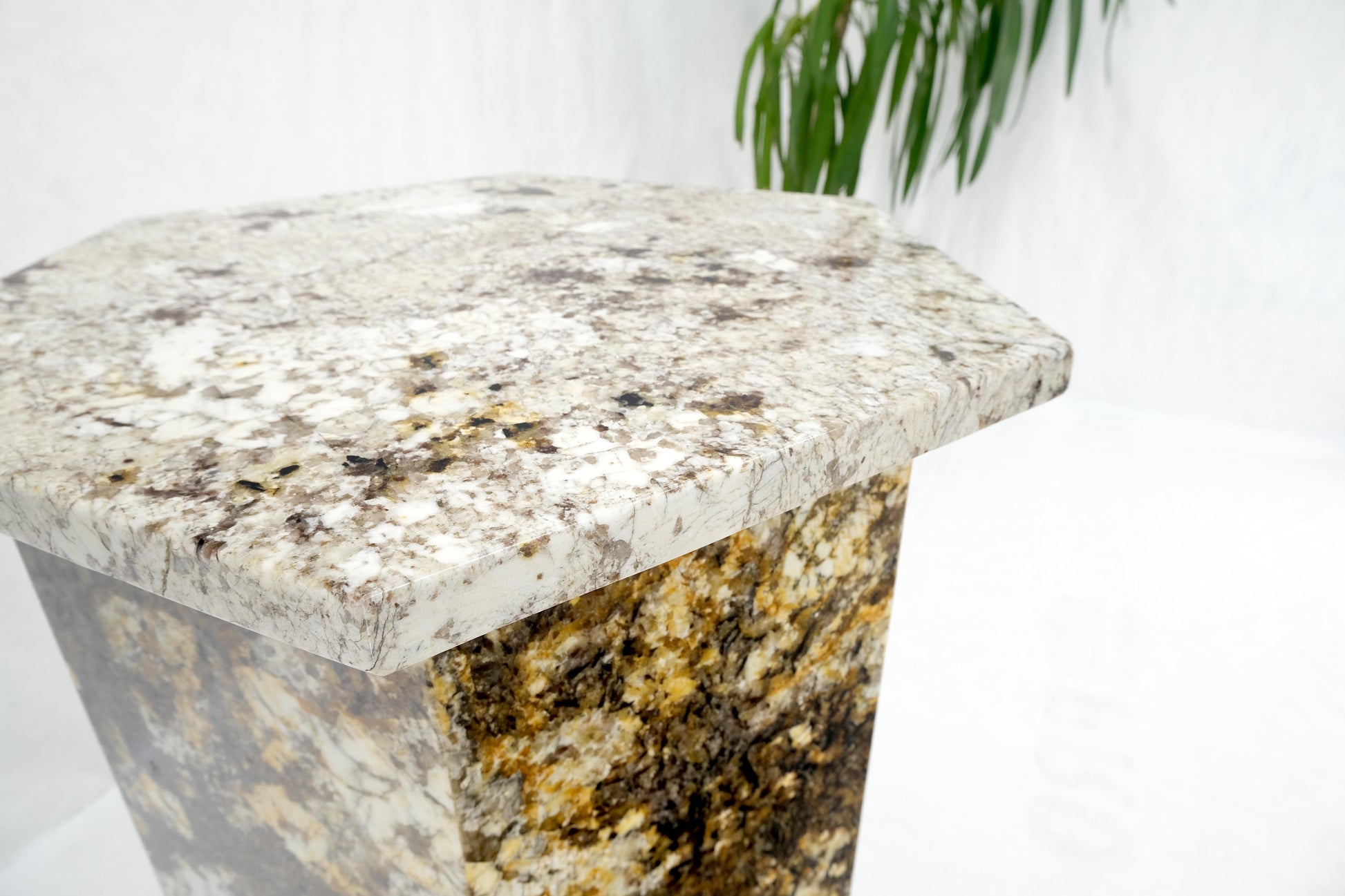 EstablishedLines Large Polished Marble Stone Hexagon Shape 38" Tall Pedestal MINT!