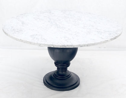 EstablishedLines Large White Grey 54" Round Marble Top Heavy Turned Onion Base Dining Table MINT!