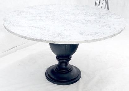 EstablishedLines Large White Grey 54" Round Marble Top Heavy Turned Onion Base Dining Table MINT!