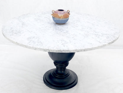 EstablishedLines Large White Grey 54" Round Marble Top Heavy Turned Onion Base Dining Table MINT!
