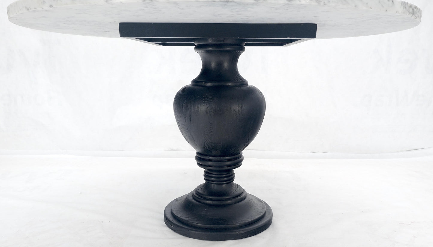 EstablishedLines Large White Grey 54" Round Marble Top Heavy Turned Onion Base Dining Table MINT!