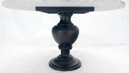 EstablishedLines Large White Grey 54" Round Marble Top Heavy Turned Onion Base Dining Table MINT!