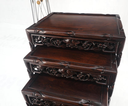 EstablishedLines Set of 4 Nesting Stacking Carved Rosewood End Side Occasional Tables Set Mint!