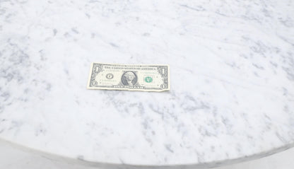 EstablishedLines Large White Grey 54" Round Marble Top Heavy Turned Onion Base Dining Table MINT!
