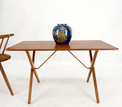 EstablishedLines Hans Wegner Danish Mid-Century Modern Teak & Brass X Base Coffee Side Table