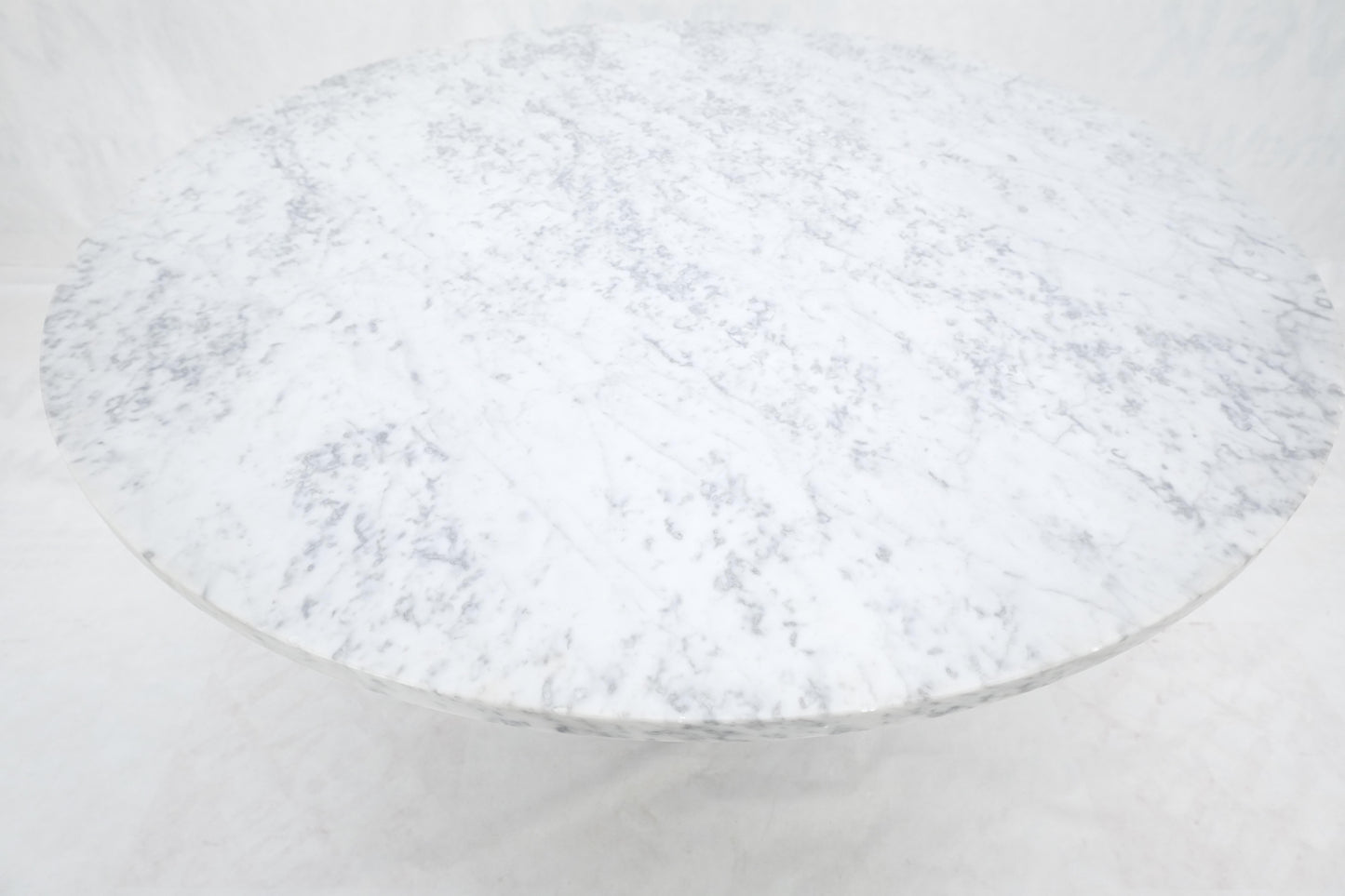 EstablishedLines Large White Grey 54" Round Marble Top Heavy Turned Onion Base Dining Table MINT!