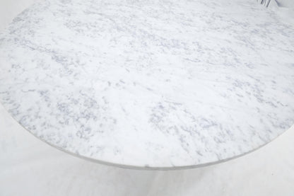 EstablishedLines Large White Grey 54" Round Marble Top Heavy Turned Onion Base Dining Table MINT!