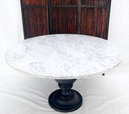 EstablishedLines Large White Grey 54" Round Marble Top Heavy Turned Onion Base Dining Table MINT!