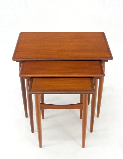 EstablishedLines Set of 3 Danish Mid-Century Modern Teak Nesting Side Occasional Tables Mint!