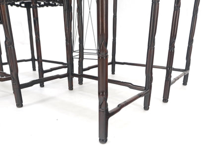 EstablishedLines Set of 4 Nesting Stacking Carved Rosewood End Side Occasional Tables Set Mint!
