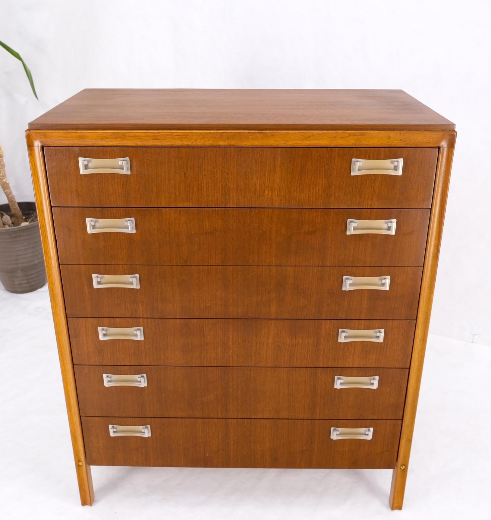 EstablishedLines 6 Drawers Drop Pulls Walnut Mid Century Modern High Chest Dresser Tall Legs MINT