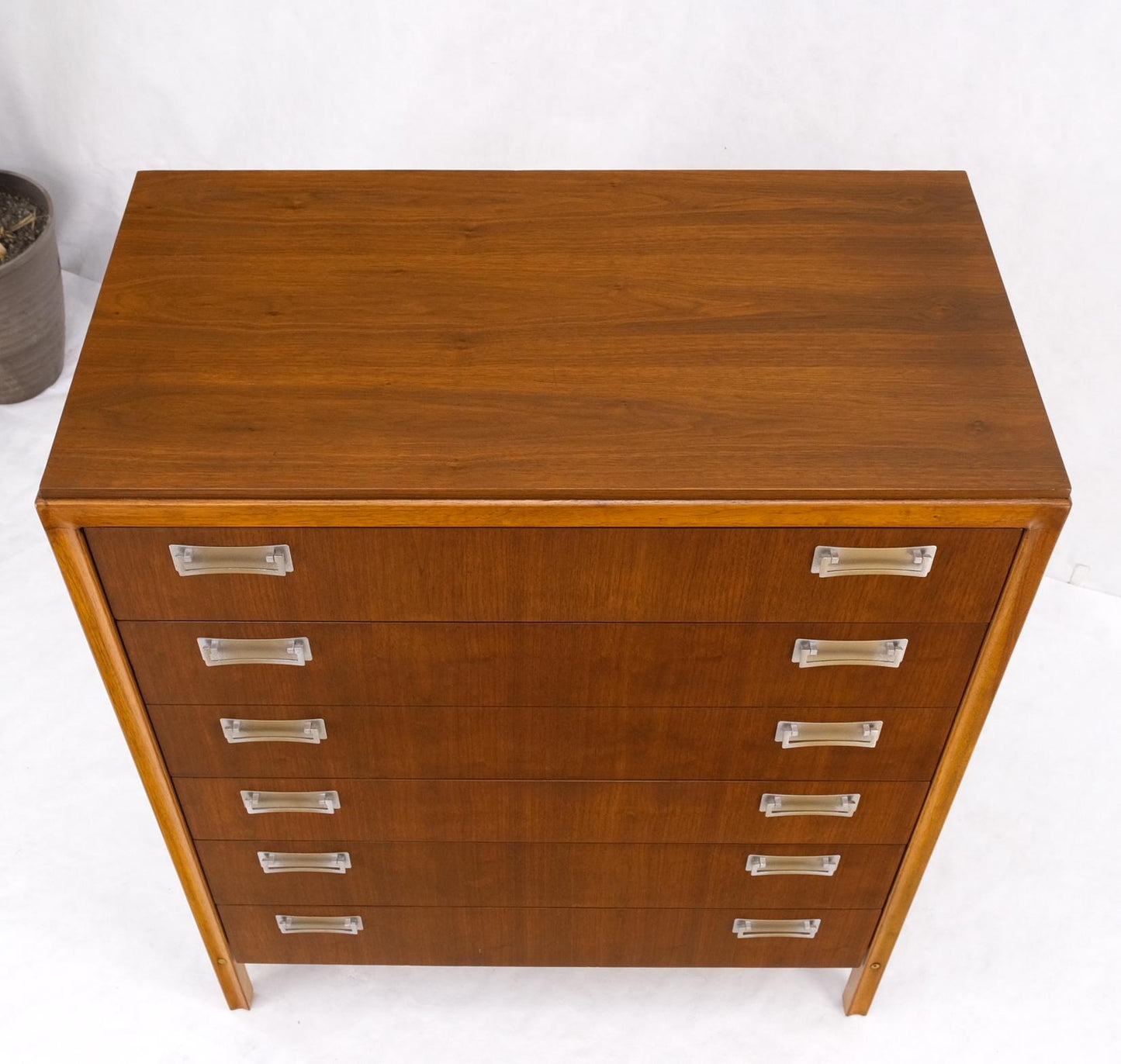 EstablishedLines 6 Drawers Drop Pulls Walnut Mid Century Modern High Chest Dresser Tall Legs MINT