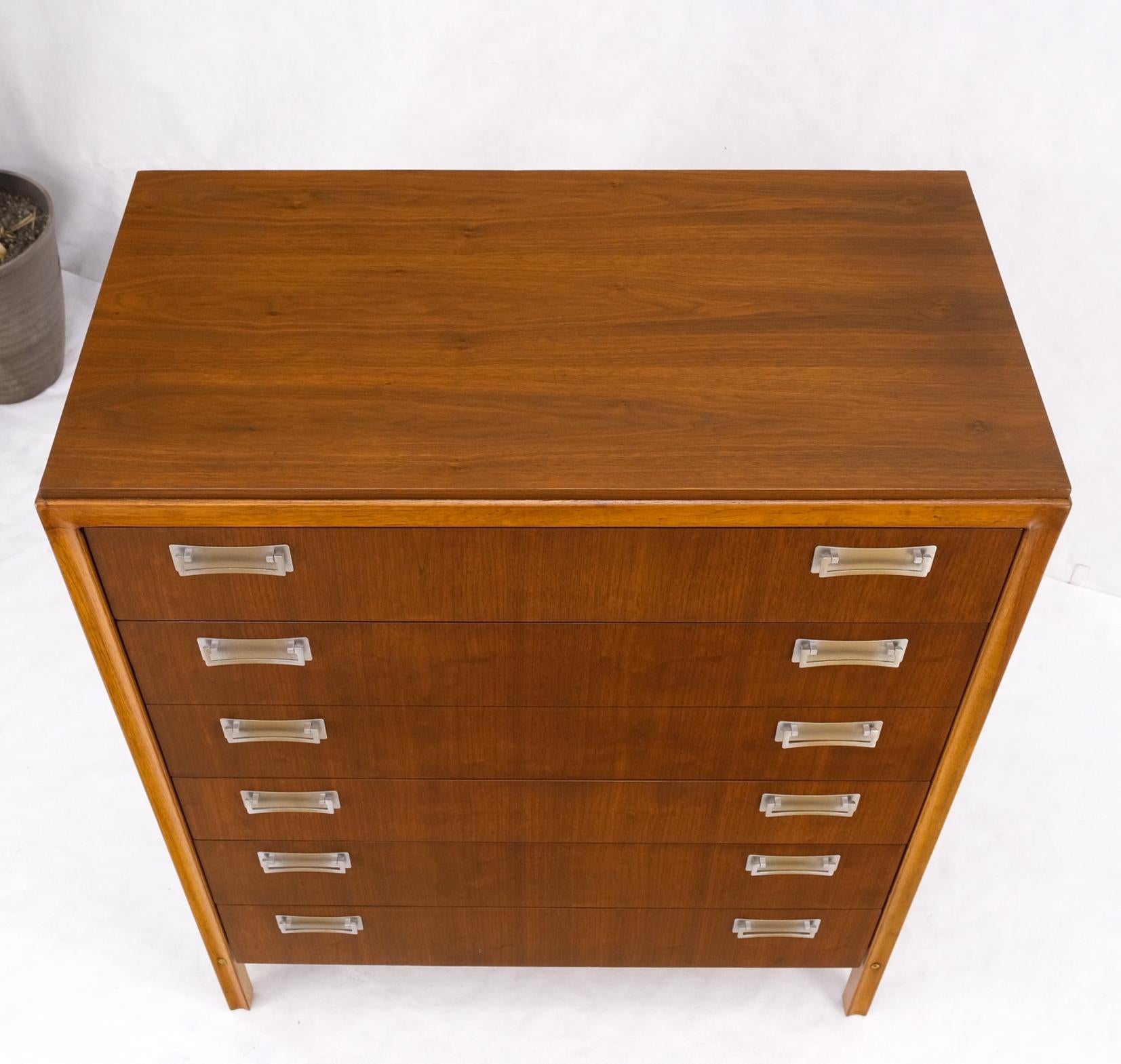 EstablishedLines 6 Drawers Drop Pulls Walnut Mid Century Modern High Chest Dresser Tall Legs MINT