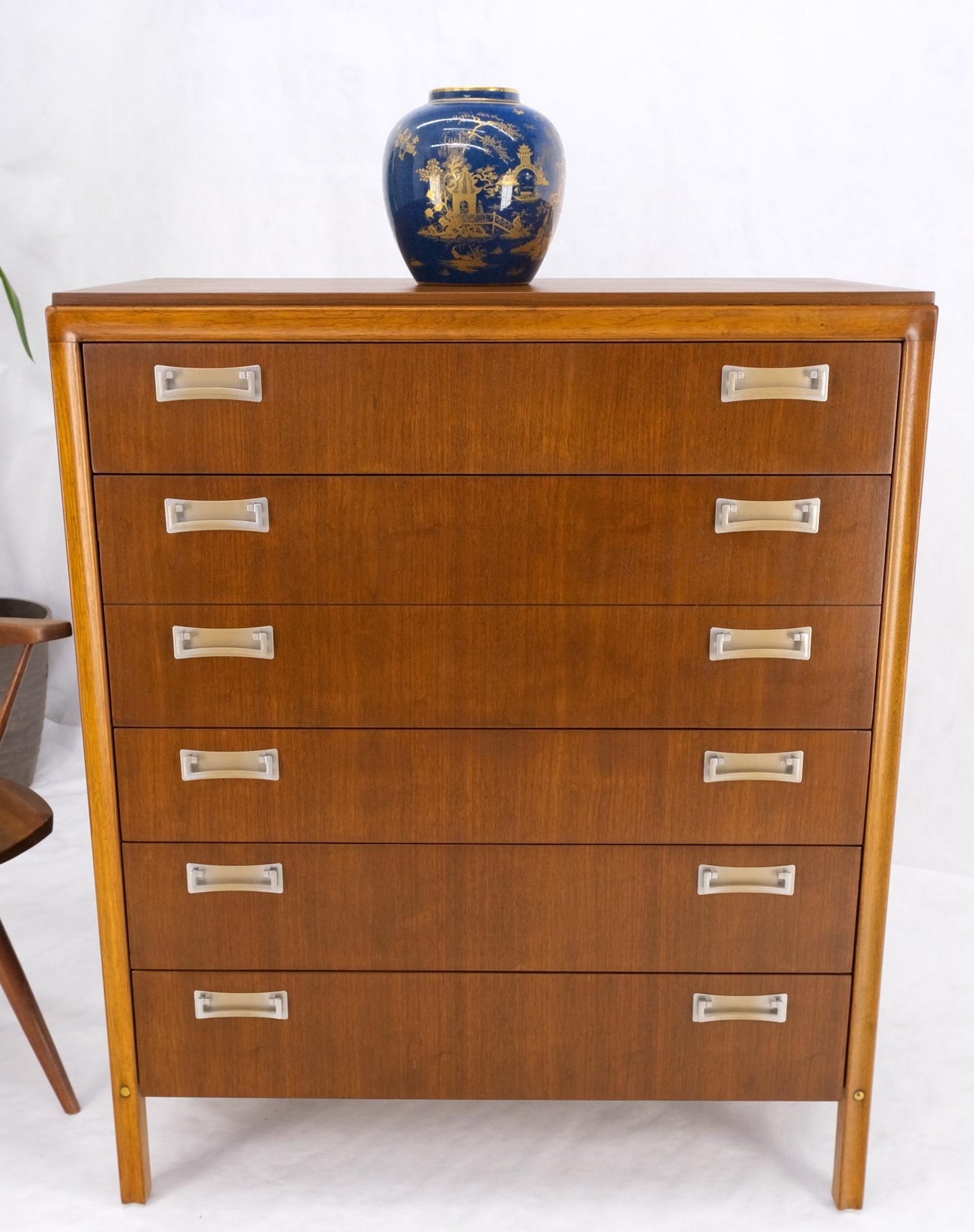 EstablishedLines 6 Drawers Drop Pulls Walnut Mid Century Modern High Chest Dresser Tall Legs MINT