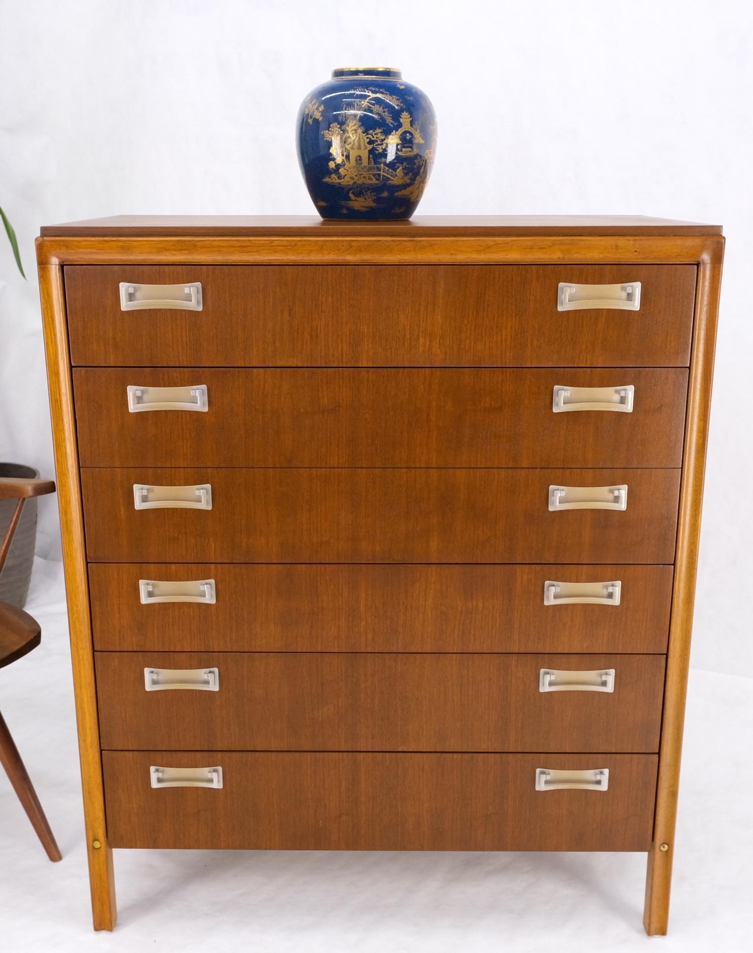EstablishedLines 6 Drawers Drop Pulls Walnut Mid Century Modern High Chest Dresser Tall Legs MINT