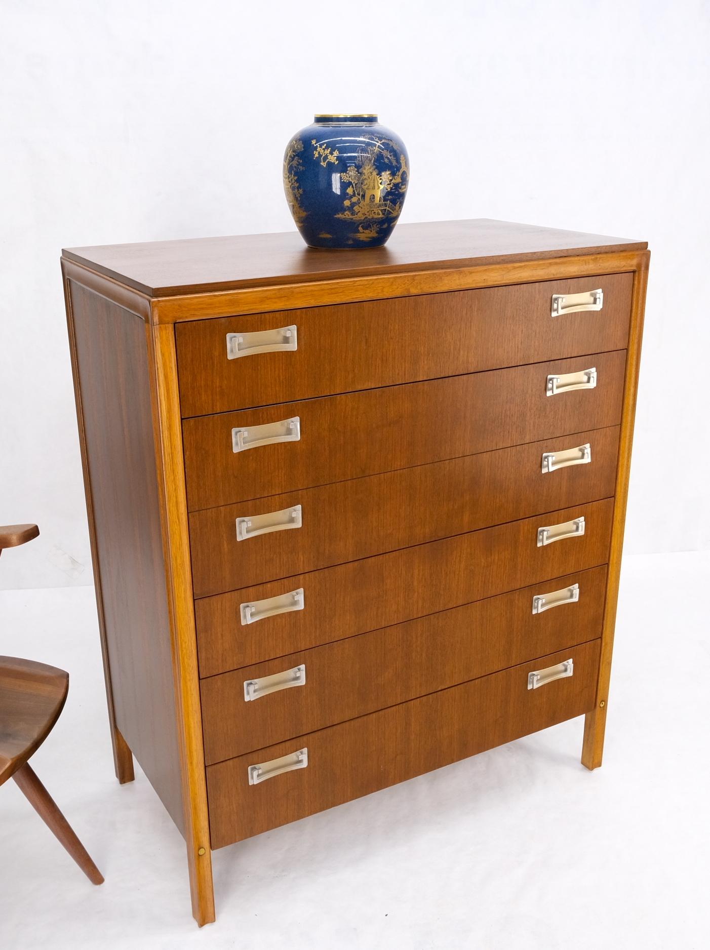 EstablishedLines 6 Drawers Drop Pulls Walnut Mid Century Modern High Chest Dresser Tall Legs MINT