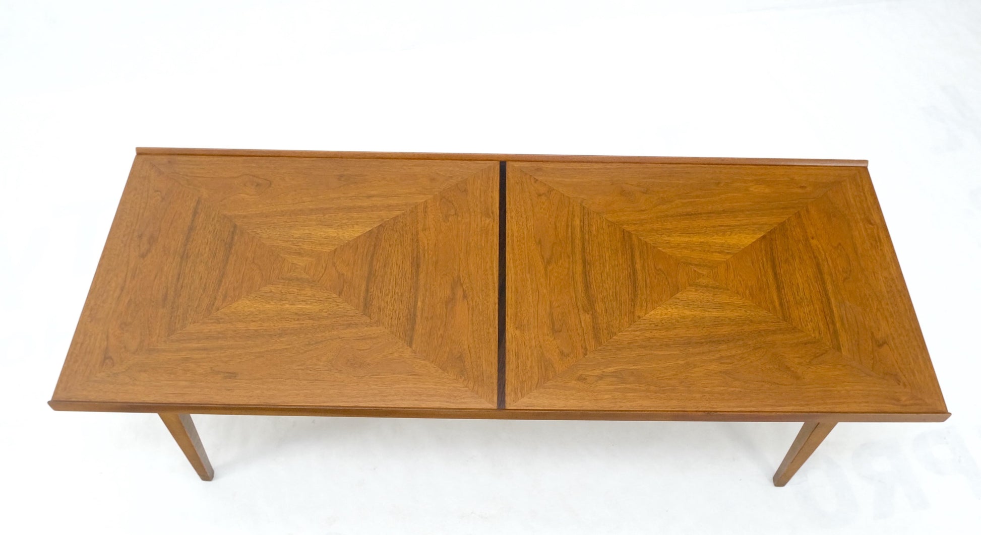 EstablishedLines Danish Mid-Century Modern Walnut Long Rectangle Coffee Table W Rolled Edge Mint!