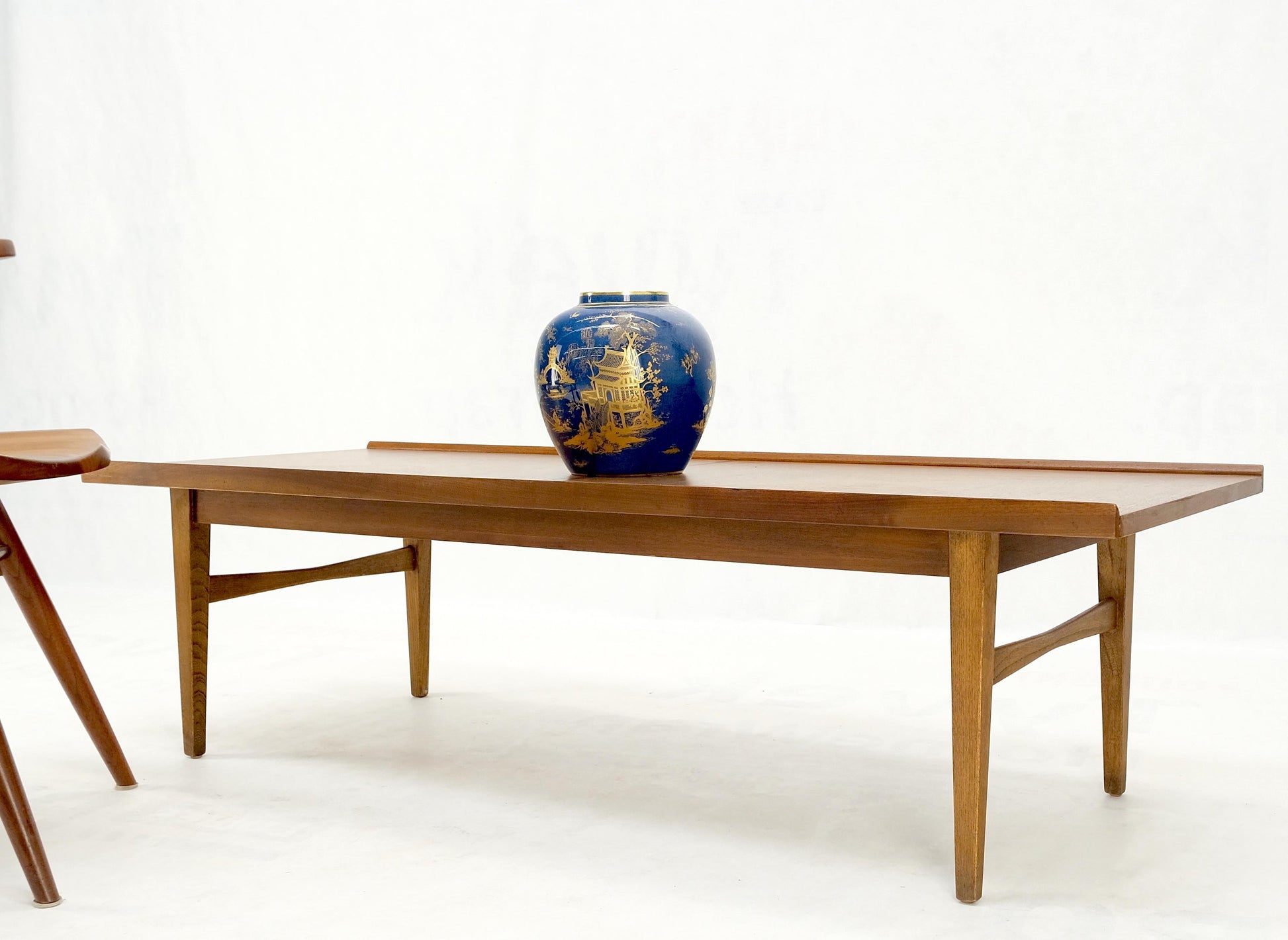 EstablishedLines Danish Mid-Century Modern Walnut Long Rectangle Coffee Table W Rolled Edge Mint!