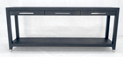 Black Lacquer 3 Drawers Shagreen Skin 6' Long Console Sofa Table MINT!