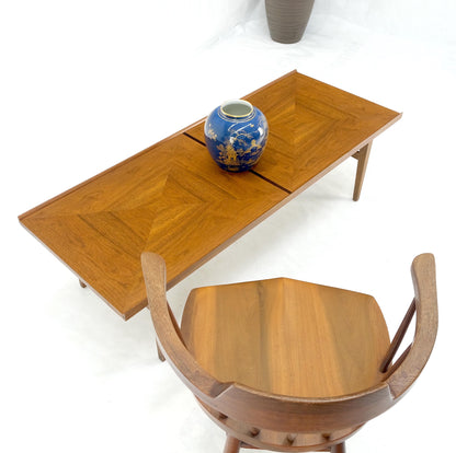EstablishedLines Danish Mid-Century Modern Walnut Long Rectangle Coffee Table W Rolled Edge Mint!