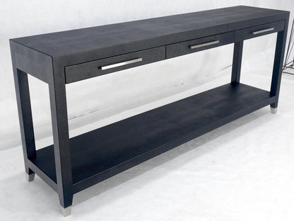 EstablishedLines Black Lacquer 3 Drawers Shagreen Skin 6' Long Console Sofa Table MINT!