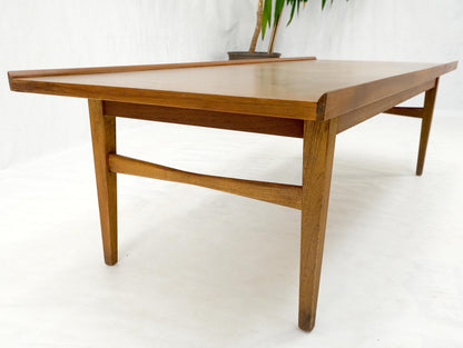 EstablishedLines Danish Mid-Century Modern Walnut Long Rectangle Coffee Table W Rolled Edge Mint!