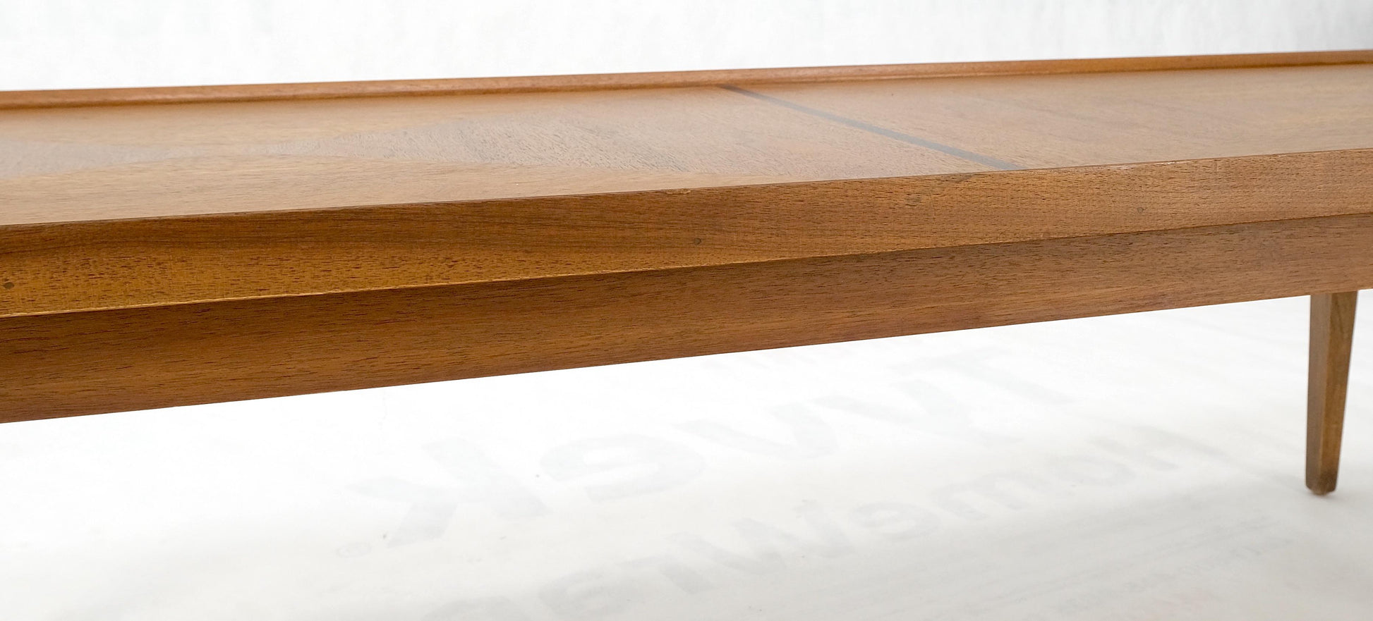 EstablishedLines Danish Mid-Century Modern Walnut Long Rectangle Coffee Table W Rolled Edge Mint!